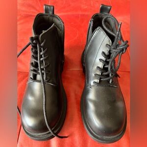 Kids Zara Black Lace-Up Combat Boots size 32 EUR / 1Y US